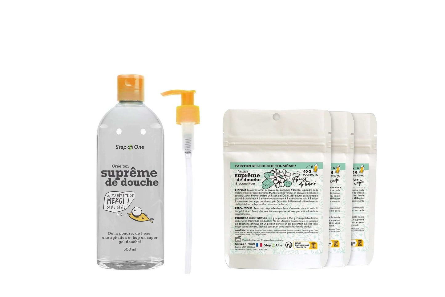 Kit de démarrage "Vivement l'été" avec gel douche en poudre écologique et zéro déchet