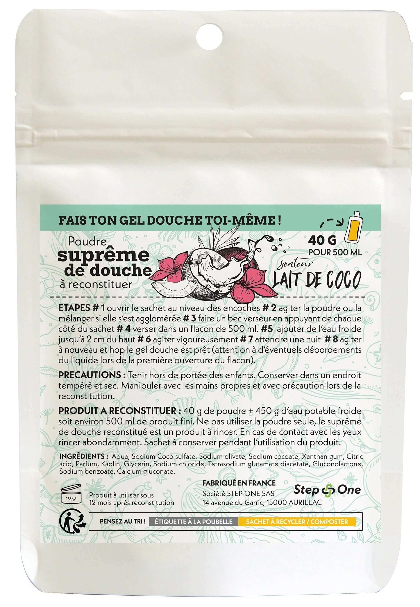 Recharge de trois doses de gel douche Suprême au lait de coco, produit zéro déchet
