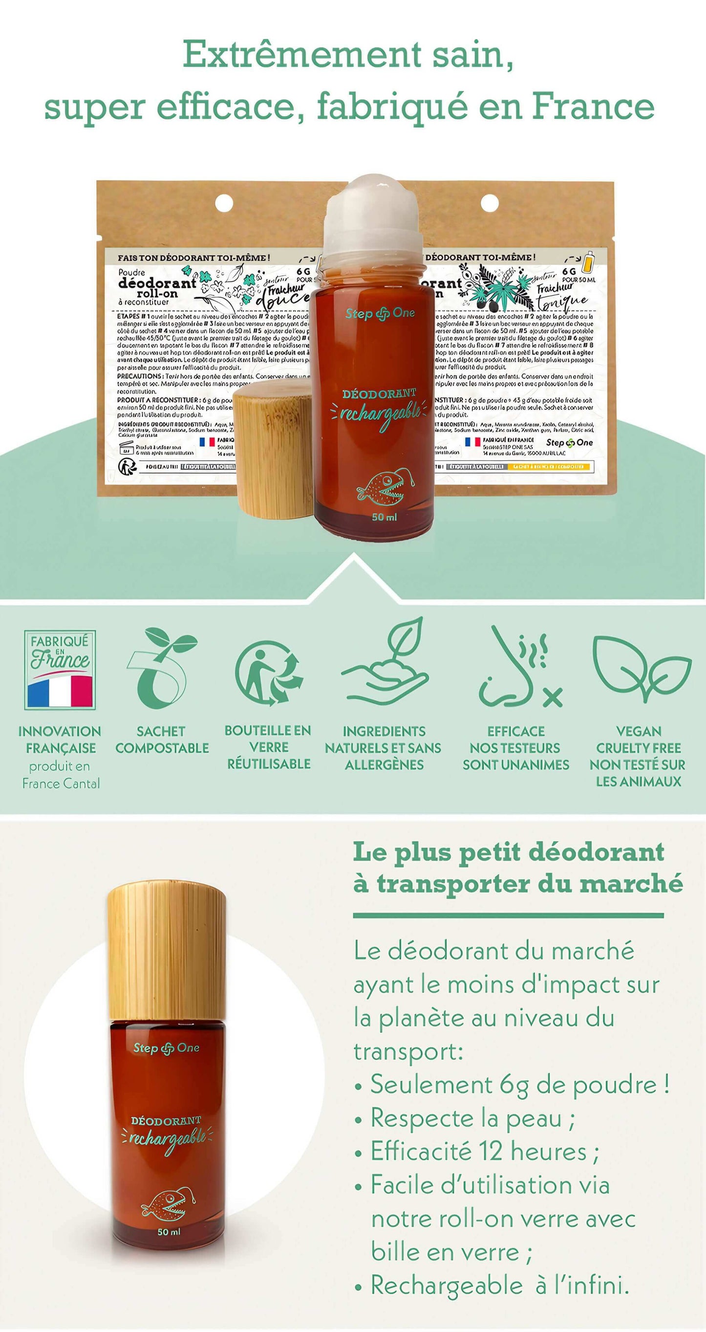 Ingrédients du déodorant Fraicheur Tonique affichés sur l'emballage