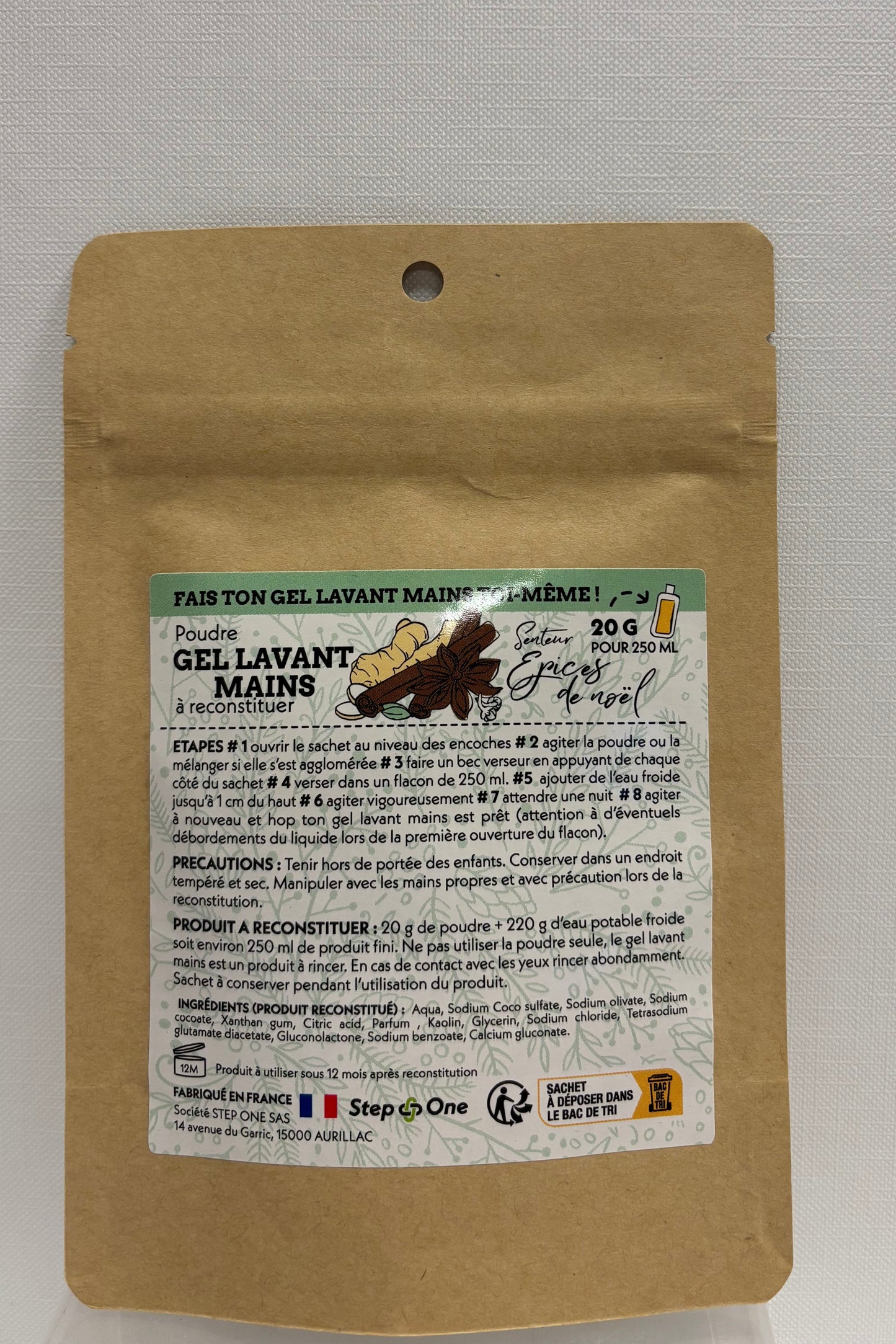 Recharge 3 doses Gel lavant mains Epices de Noël - Zéro déchet