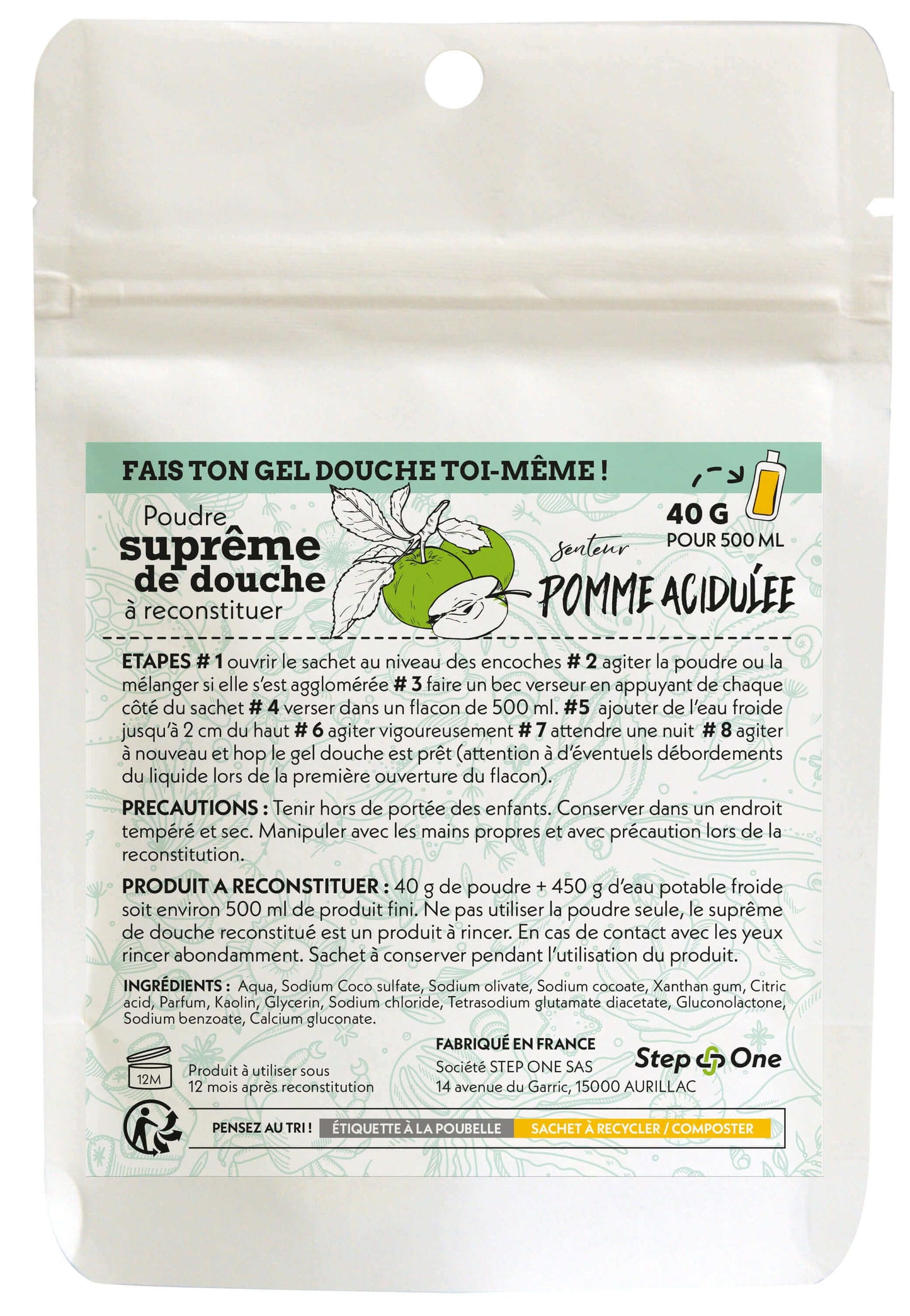 Recharge de gel douche parfum Pomme acidulée dans un emballage durable