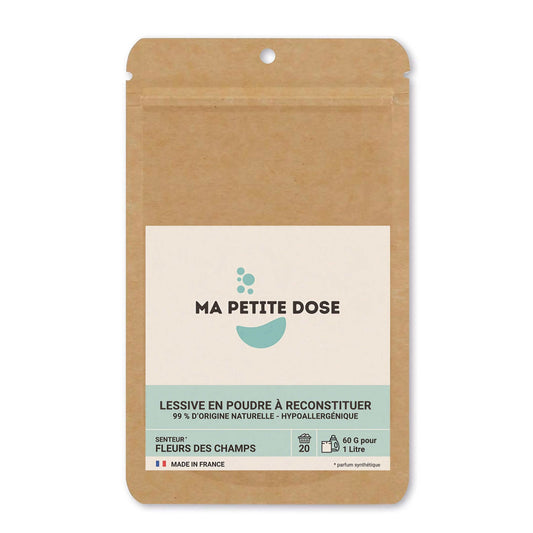 Sachet de lessive concentrée de 60 g pour faire 1 litre, parfum Fleurs des champs