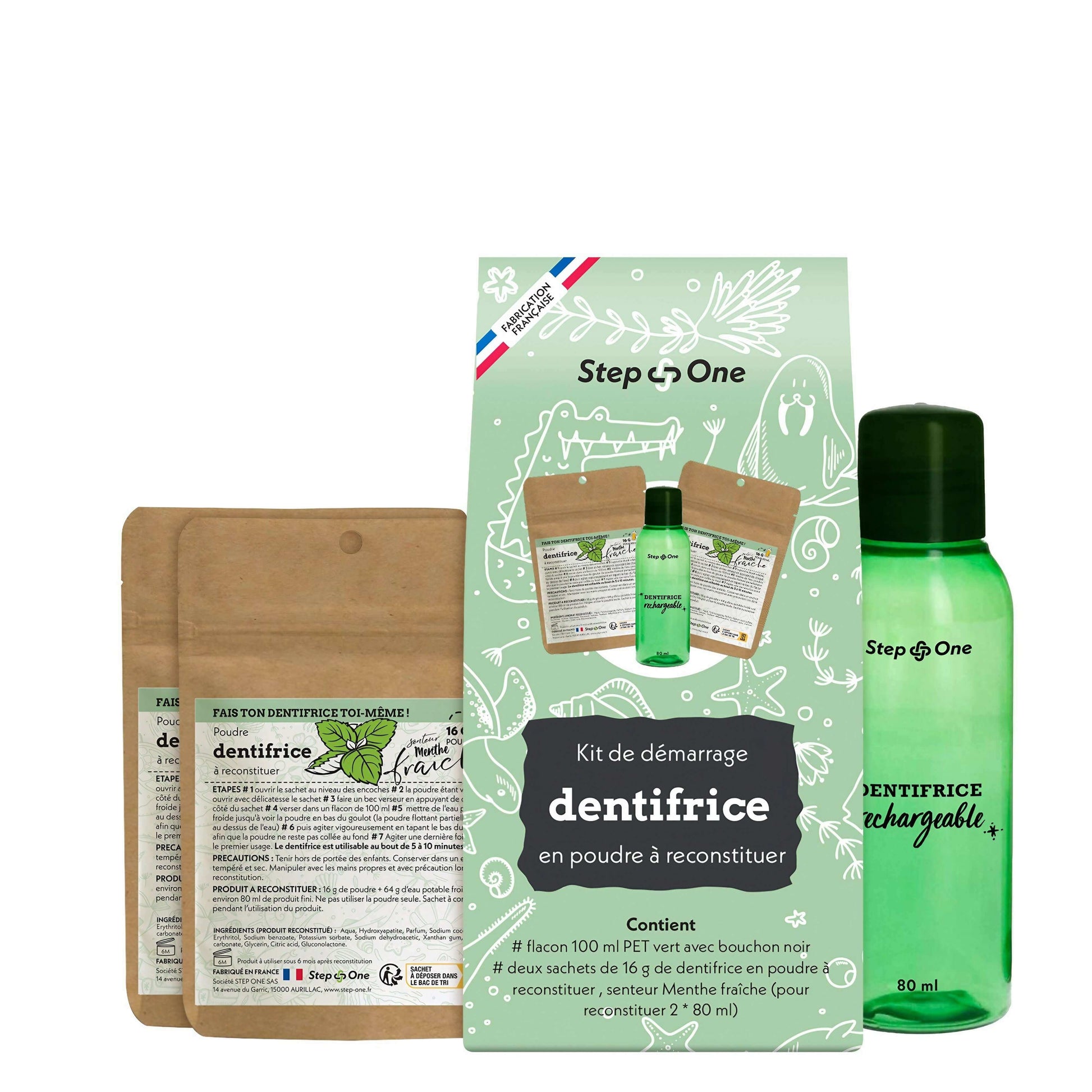 Ensemble de dentifrice à la menthe fraîche avec brosse à dents présenté dans un coffret