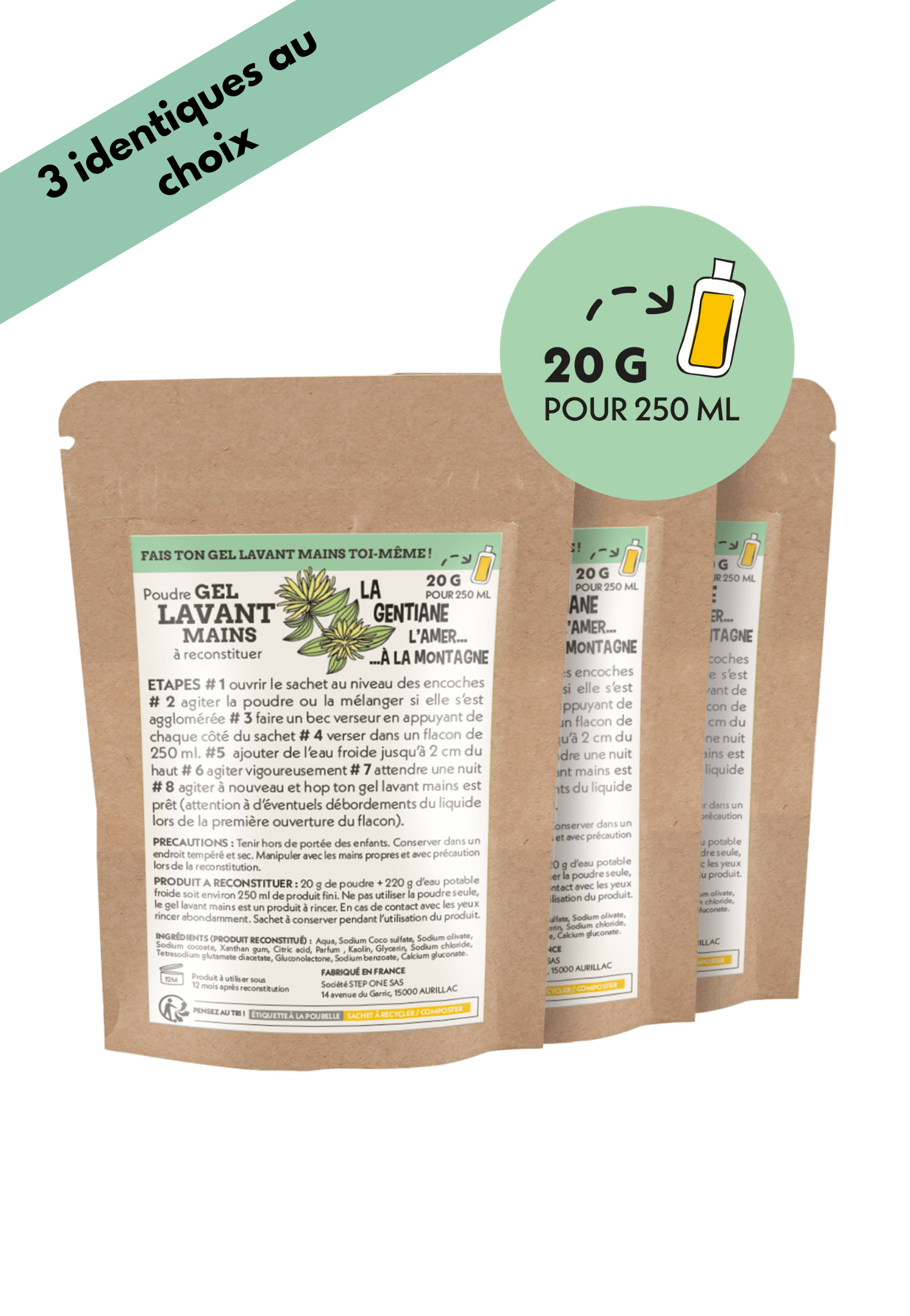 Lot 3 recharges 250mL - Gel lavant mains - Senteurs identiques