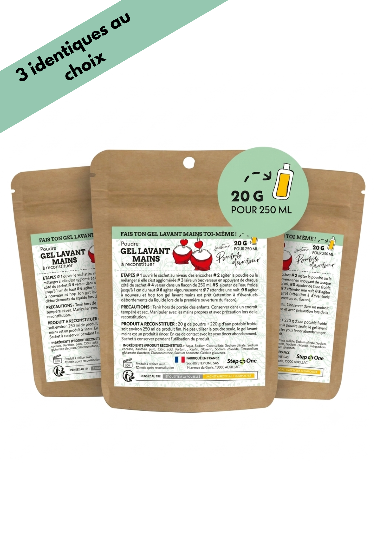 Lot 3 recharges 250mL - Gel lavant mains - Senteurs identiques